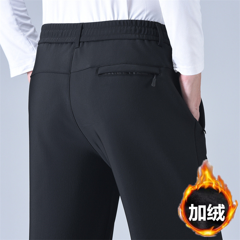 男士爸爸加绒裤子加厚款休闲裤