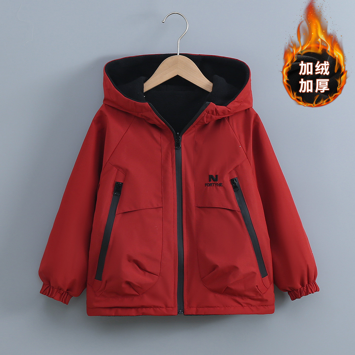 儿童春秋加绒加厚双面穿学生风衣