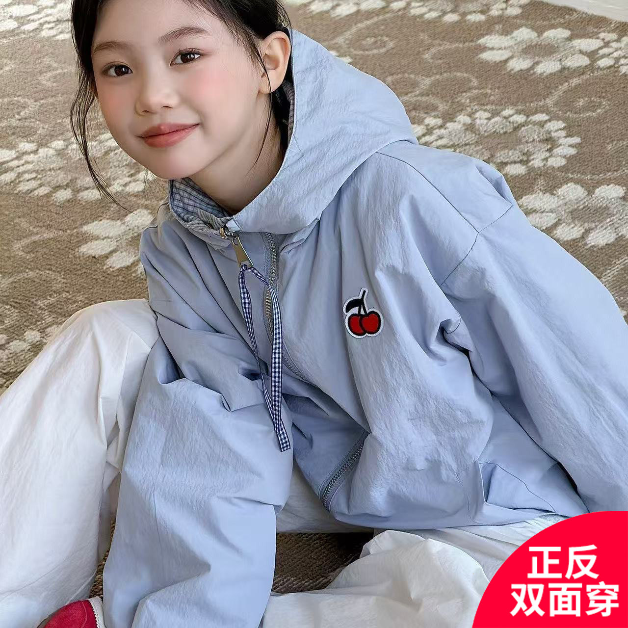 女童休闲双面穿外套风衣