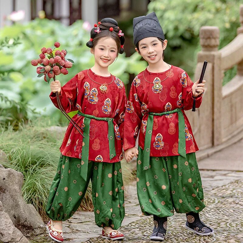 儿童汉服春秋季新中式国风男女童表演服唐装幼儿园开学季演出服装