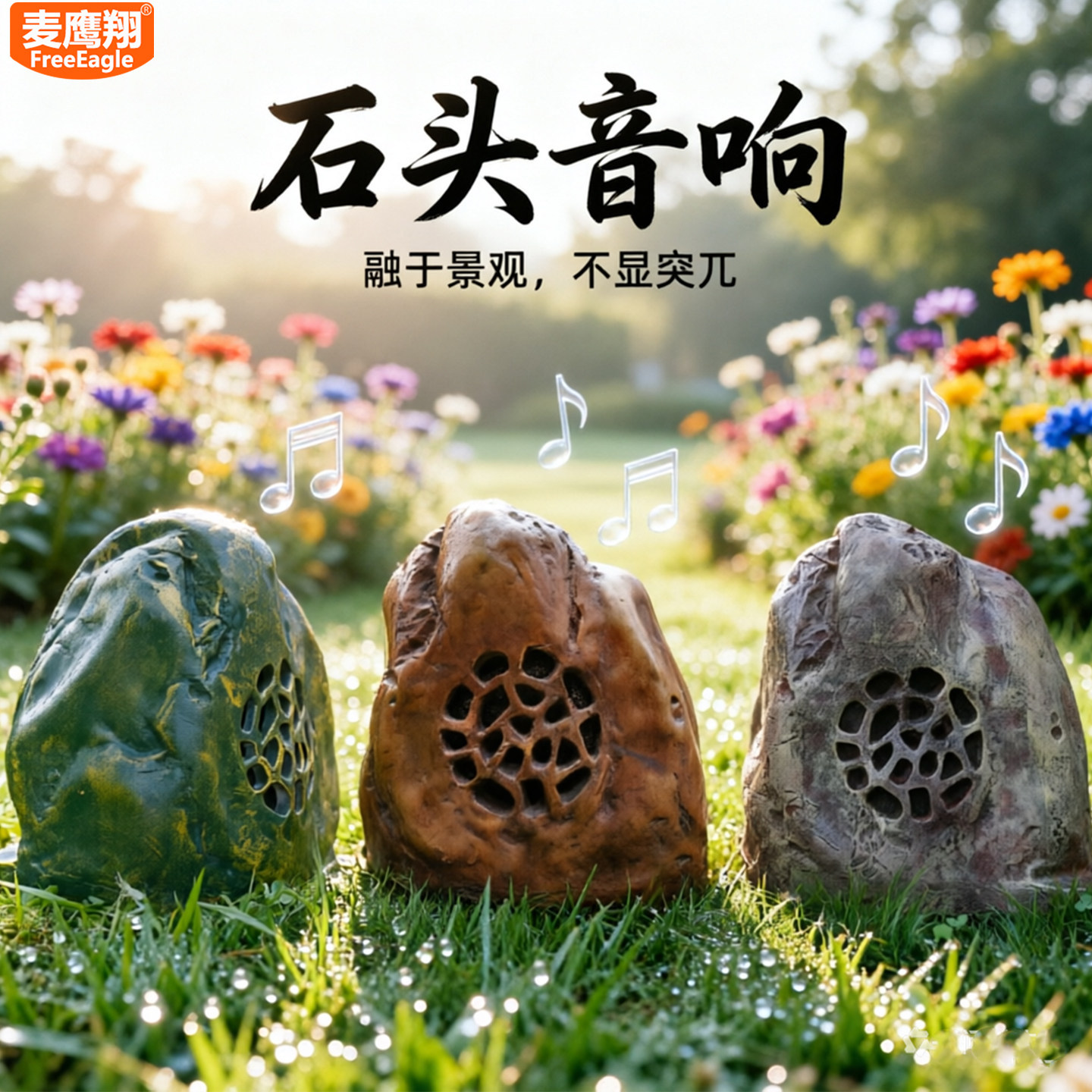 小草溶石防水草坪音响音箱户外喇叭公园花园仿石小区背景广播