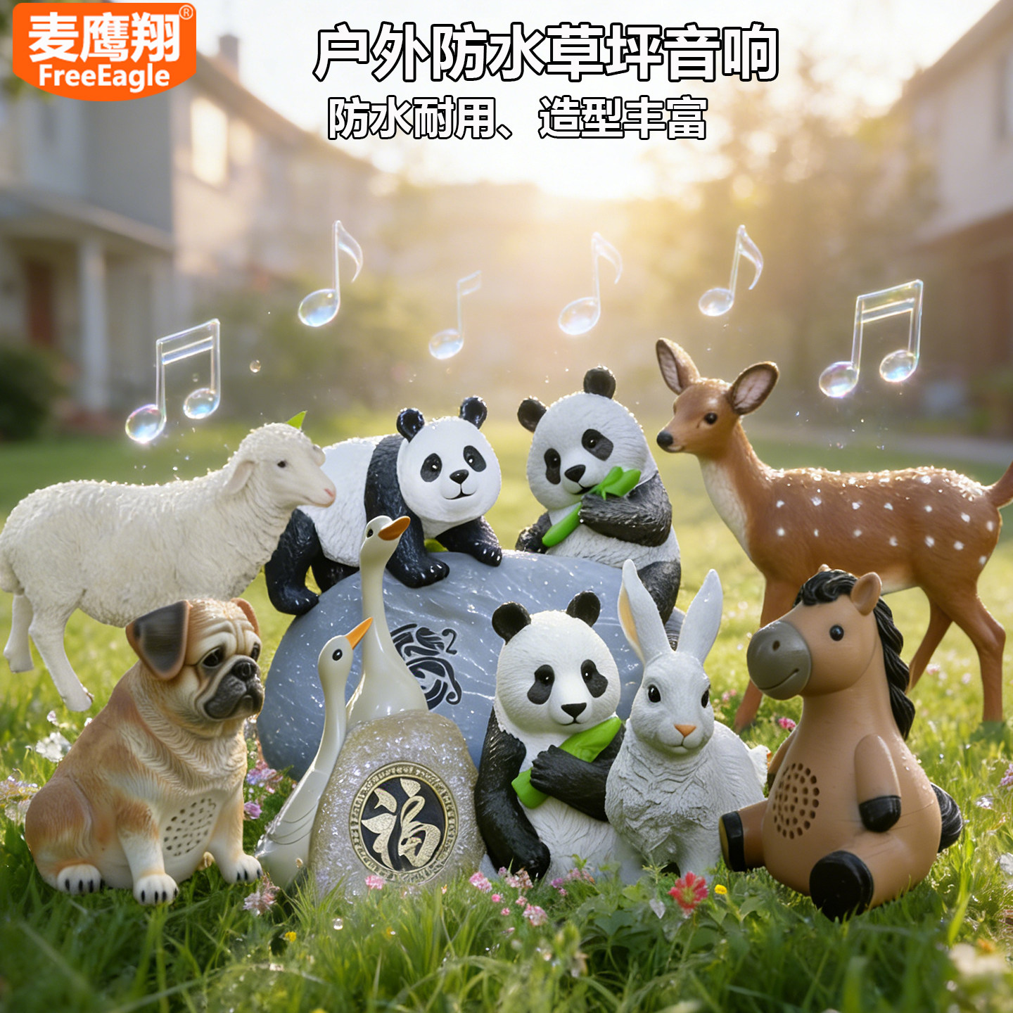 精工款户外防水草坪音响公园园林景区小区室外石头动物花园音箱11