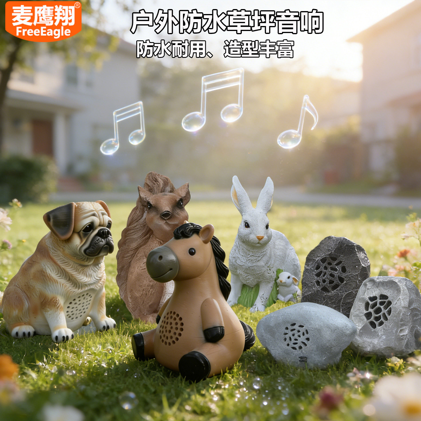 动物精工版户外防水草坪音响防雨公园花园小区音箱室外园林马生肖
