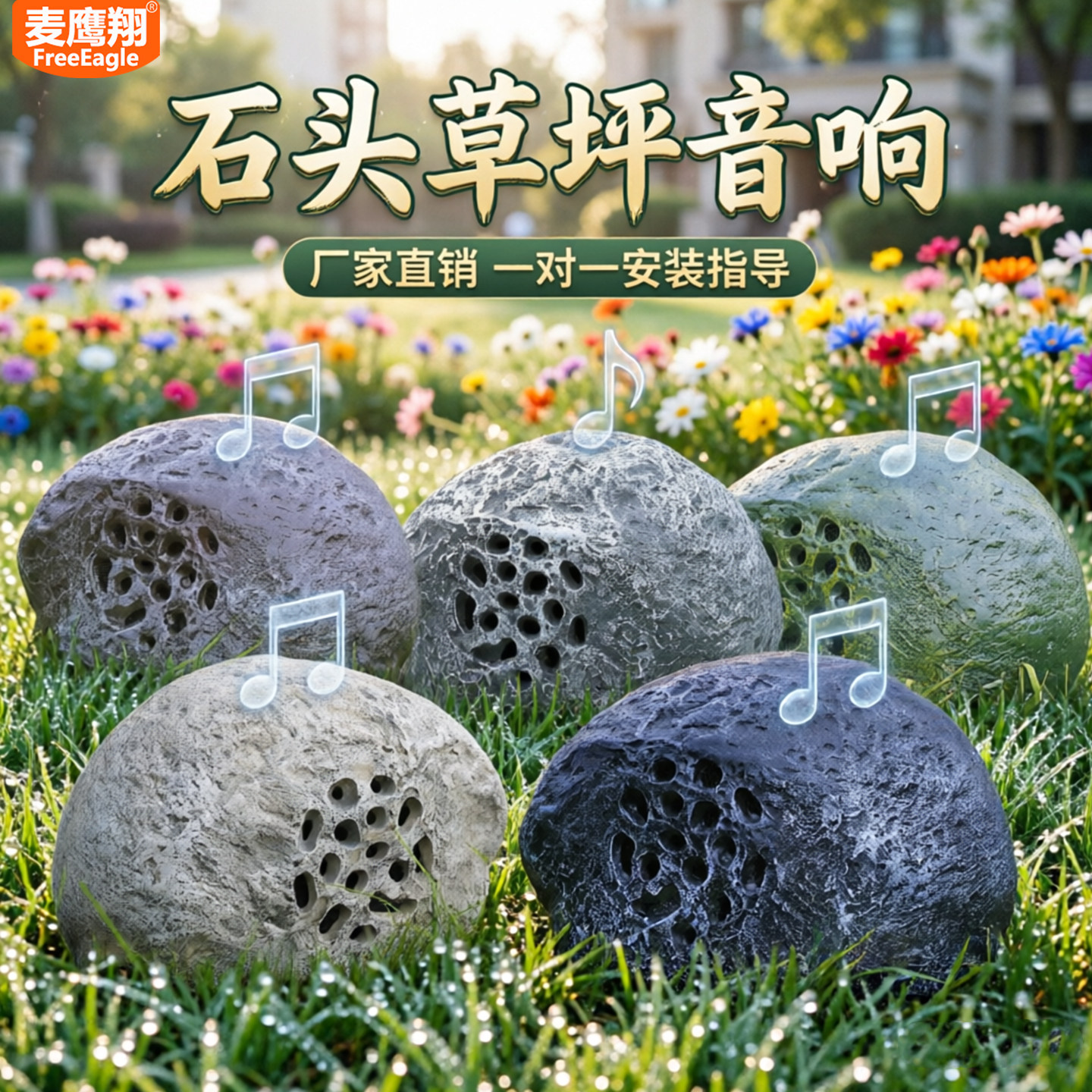 草坪音响户外防水仿石头公园园林室外小区草坪音箱室外泰康石音响
