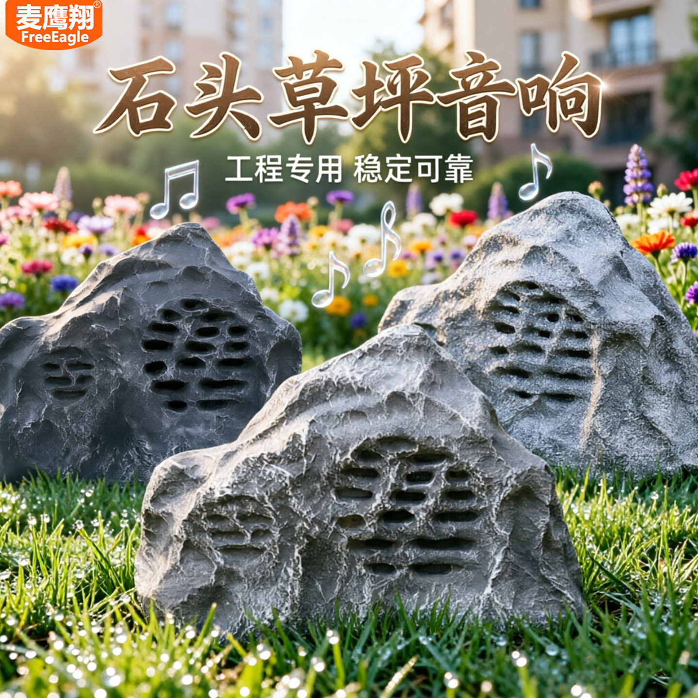 小草音响虎丘石户外防水仿石草坪音箱室外园林花园公园庭院爆款