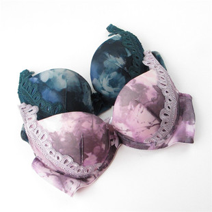 欧系列正品70AB75A上薄下厚水墨画蕾丝加厚胸罩女内衣文胸OA23343