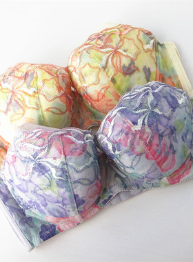 欧系列正品缤纷75B印花刺绣薄棉杯三排扣胸罩女内衣文胸 OA13402