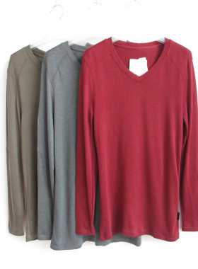 欧系列正品常规纯色柔软V领秋衣打底男XL/XXL秋冬保暖内衣OE70305