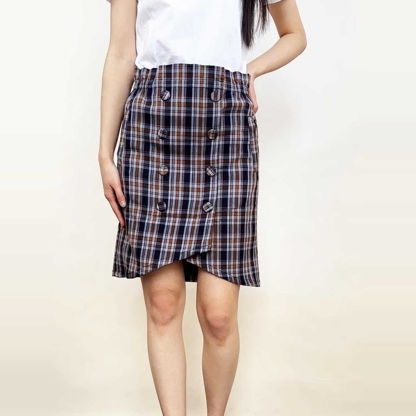 包邮拉系列正品英伦学院格子松紧腰H型中裙春夏秋半身裙 60009365