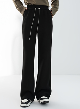 Mixblu麦斯兰专柜正品松紧腰加绒加厚直筒裤休闲裤女秋冬BXA25068