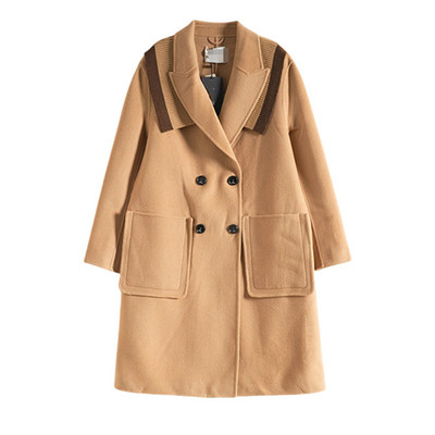 包邮Mixblu麦斯兰正品学院风西装领中长款毛呢大衣外套女BW122005