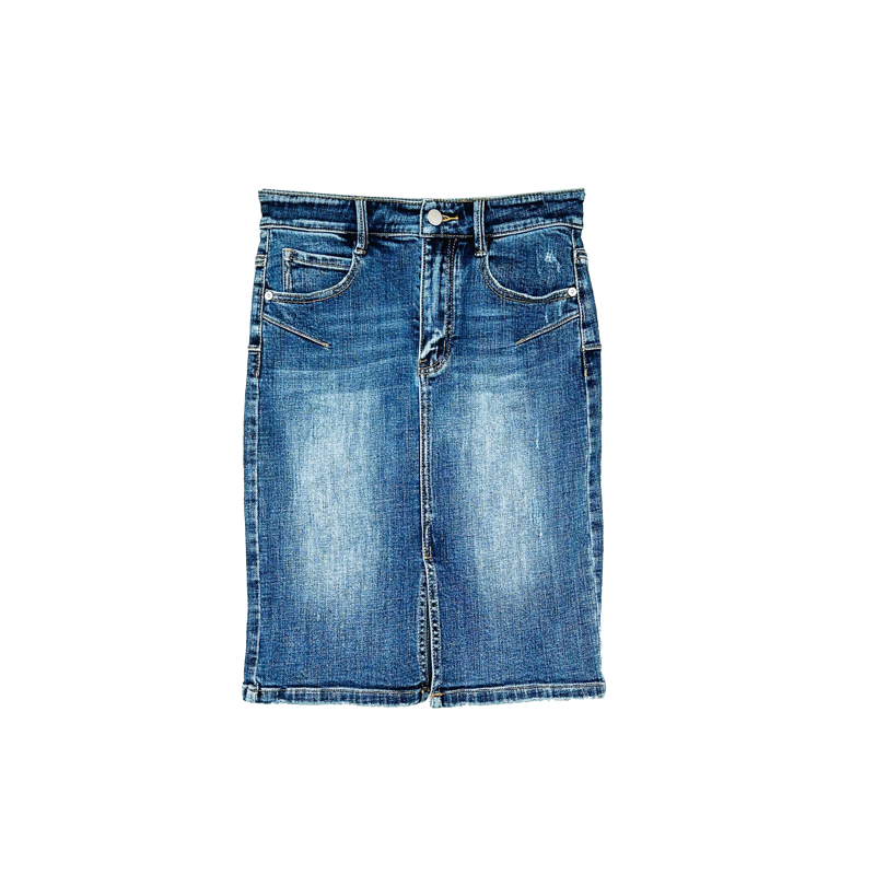 拉系列专柜正品休闲百搭H型磨白中裙牛仔裙半身裙春秋夏 10021759