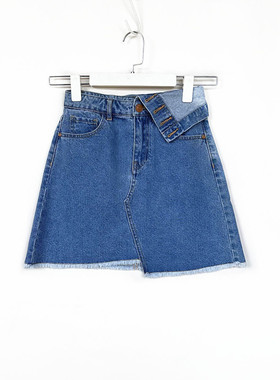 包邮拉系列正品个性不对称毛边A字牛仔短裙半身裙夏 1T0B4002