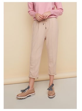 cache专柜正品松紧腰显瘦加厚绒面休闲裤春秋九分裤女 8106008