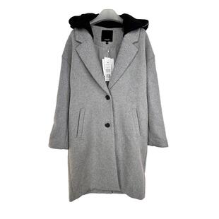 70007713 60%羊毛呢外套大衣女春秋 拉系列专柜正品 可卸连帽中长款