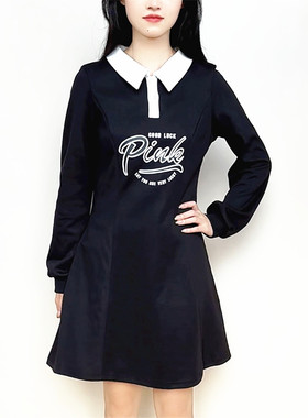 cache专柜正品通勤娃娃领长袖高腰春秋冬OL连衣裙学生22509030005