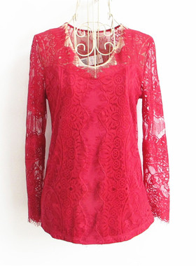 欧系列正品C-11-14-3-2妩媚纯蕾丝秋冬长袖打底衫女T恤OC70407