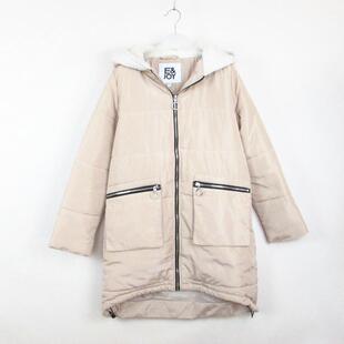 艾格伊品专柜清新连帽宽松中长款夹棉棉衣棉服女冬 8A0832028