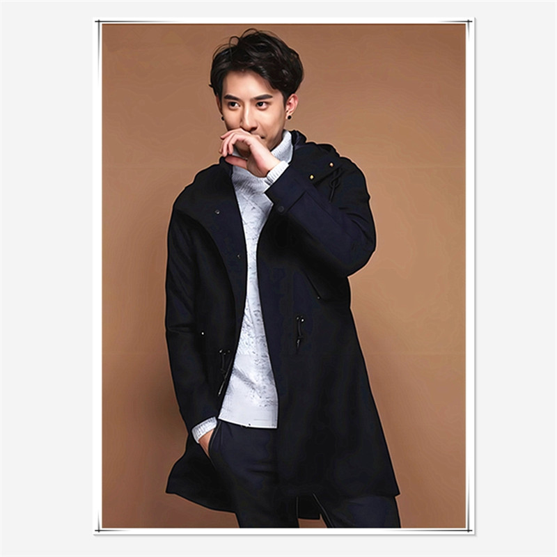 拉系列专柜正品休闲连帽中长款春秋冬71%羊毛大衣外套男 50101902