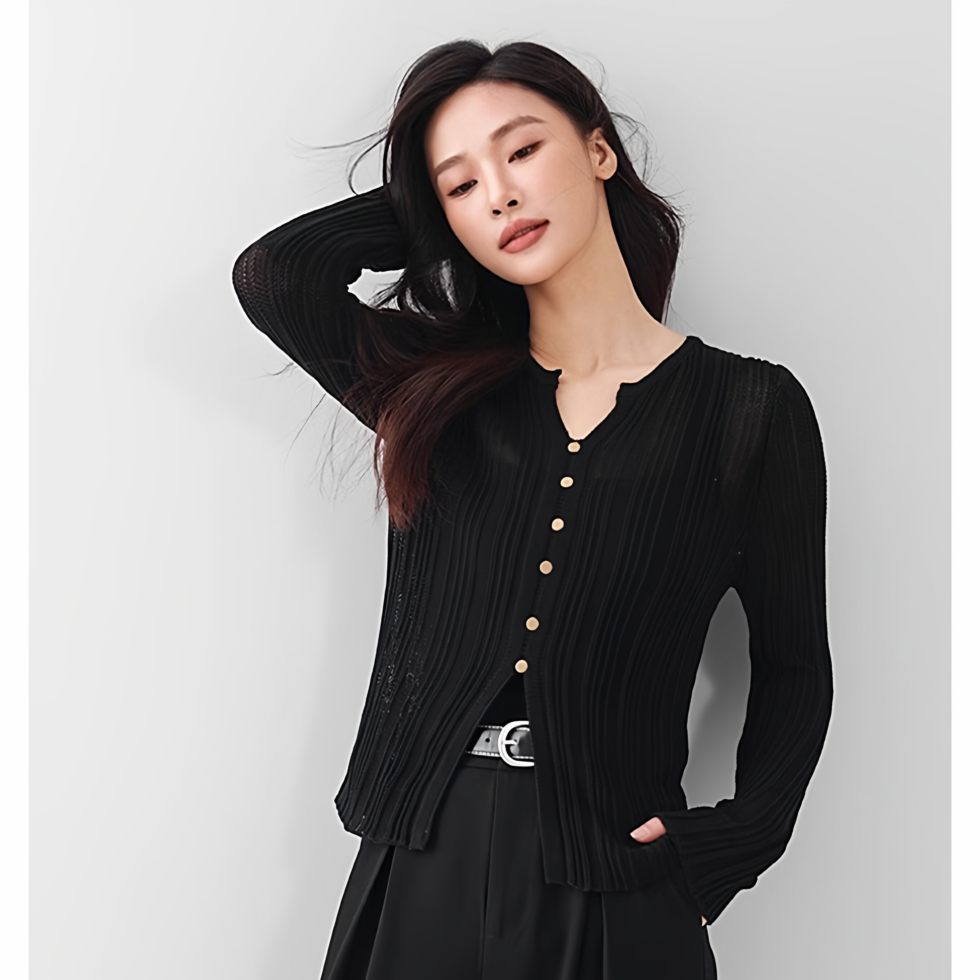Mixblu麦斯兰专柜正品百搭V领修身针织开衫女春秋短外套 BW261002