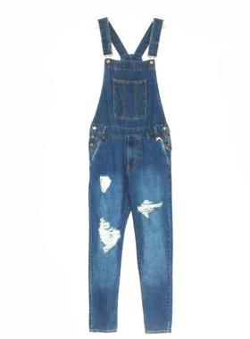 F21正品A-13-9-1-2背带牛仔裤男女破洞潮 242183