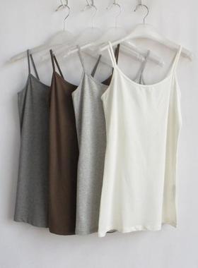 F21专柜正品百搭纯色加长95%平口棉春秋夏打底吊带背心女049495
