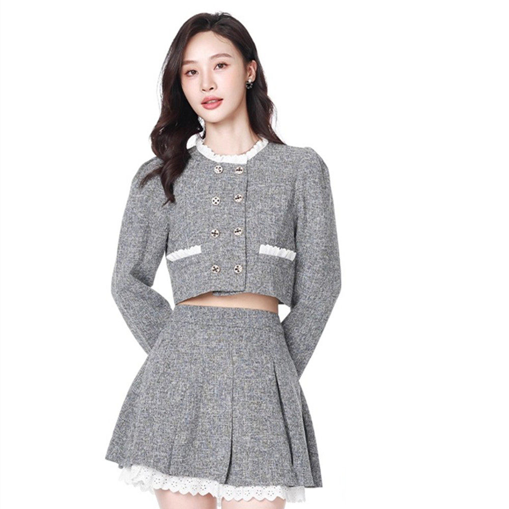 Mixblu麦斯兰专柜正品名媛花边短外套短裙两件套装女春秋BX833007