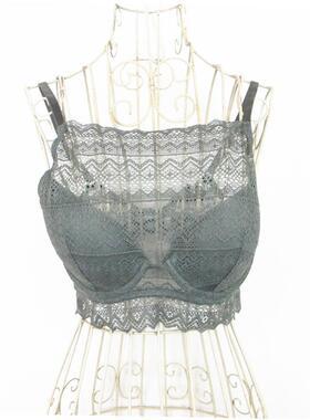 艾格伊品专柜正品薄杯蕾丝聚拢抹胸式文胸胸罩女内衣8E0725001