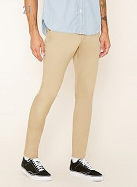 F21专柜正品百搭纯色修身棉质直筒97%棉质长裤男休闲裤春秋222830