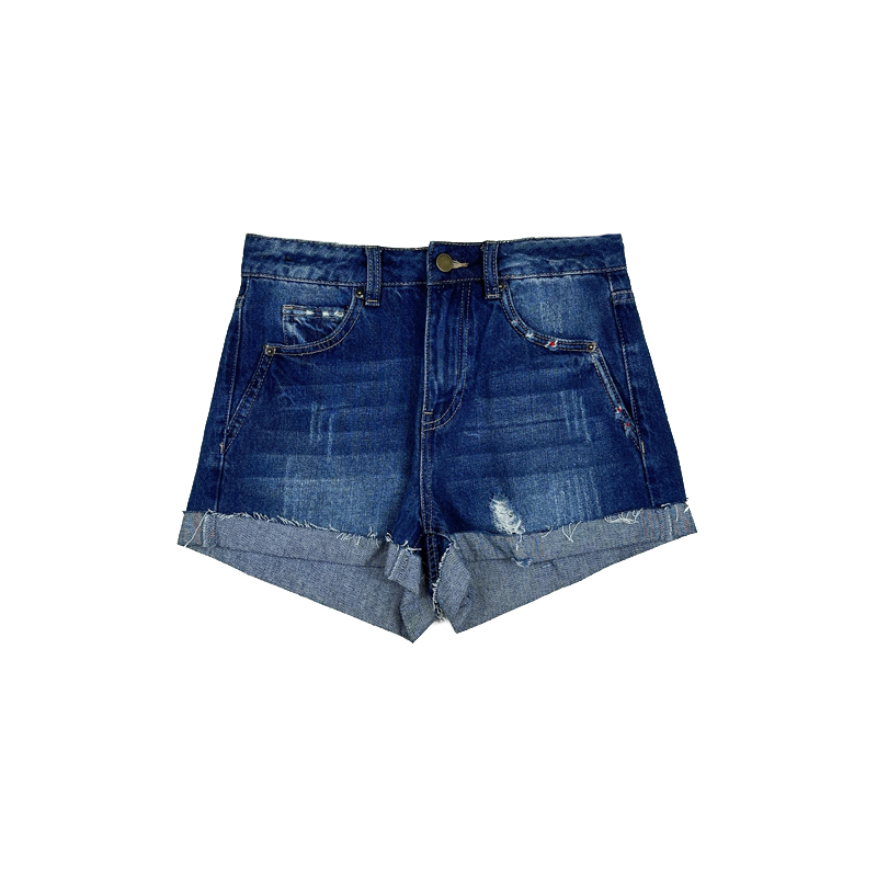 拉系列专柜正品休闲运动高腰翻边A字显瘦热裤牛仔短裤女 10021182