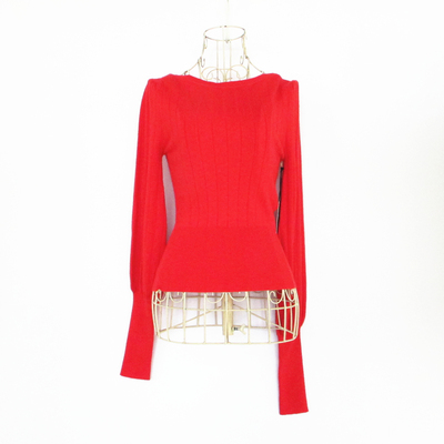 修身灯笼袖针织毛衣毛