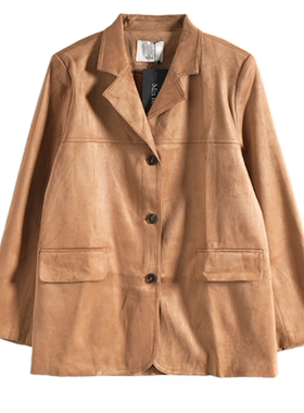 Mixblu麦斯兰专柜正品休闲翻领做旧宽松西装外套女春秋BW124009