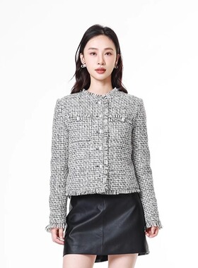 Mixblu麦斯兰专柜正品轻奢小香风毛边轻薄羽绒服外套女冬WXA20651