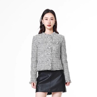 Mixblu麦斯兰专柜轻奢小香风毛边轻薄羽绒服外套女冬WXA20651
