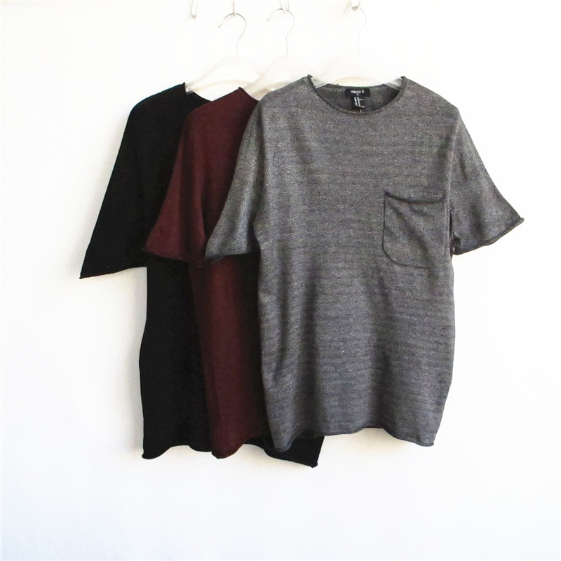 专柜正品纯色卷边潮男t恤