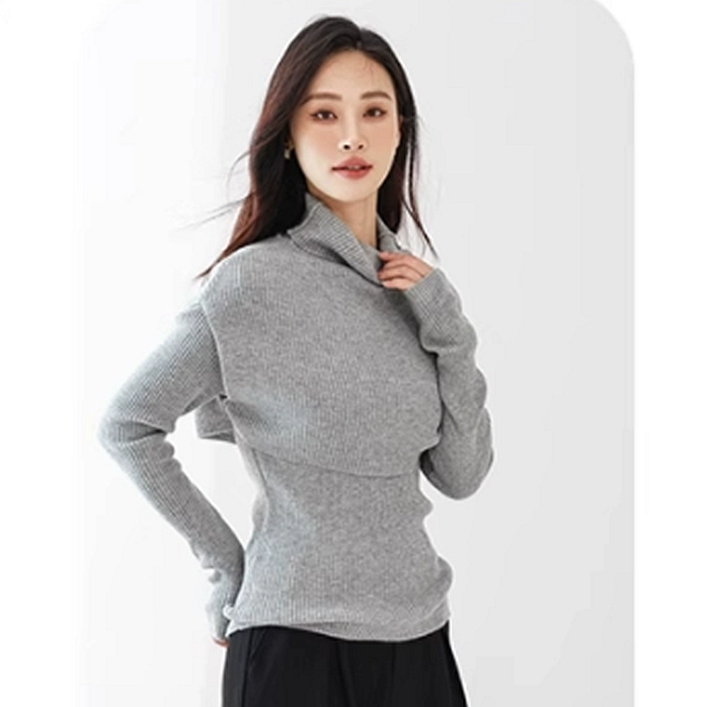 Mixblu麦斯兰专柜正品纯色修身高领披肩两件套毛衣女秋冬BXC61603