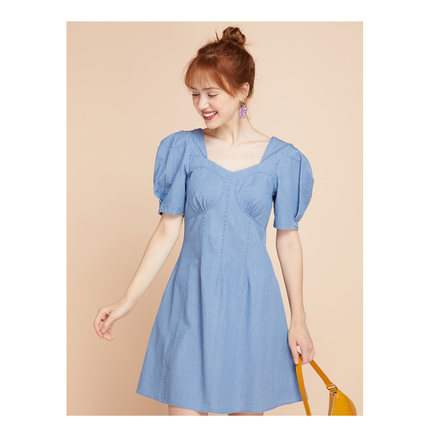 包邮cache专柜正品可爱泡泡袖高腰A字短裙连衣裙夏2379066