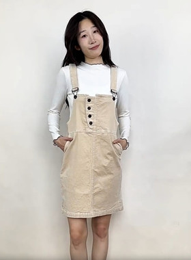 拉系列专柜正品休闲可爱99%棉质灯芯绒背带裙春秋连衣裙 709D4050