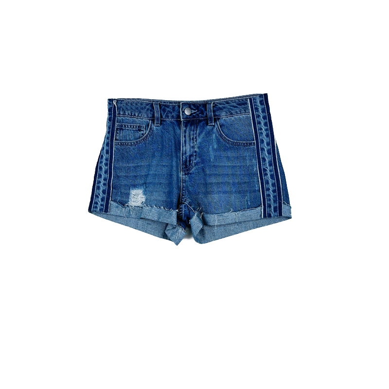 拉系列专柜正品休闲运动高腰翻边显瘦热裤牛仔短裤女夏10021761