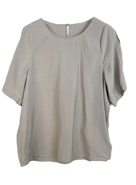 拉系列专柜正品百搭极简纯色圆领短袖直筒雪纺衬衫女夏2L000549