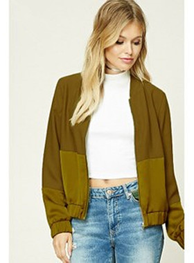 F21正品B-7-5-2-1立领中长款拉链夹克春秋外套250568