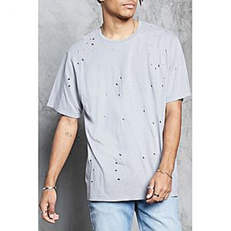 专柜正品圆领短袖破洞纯棉