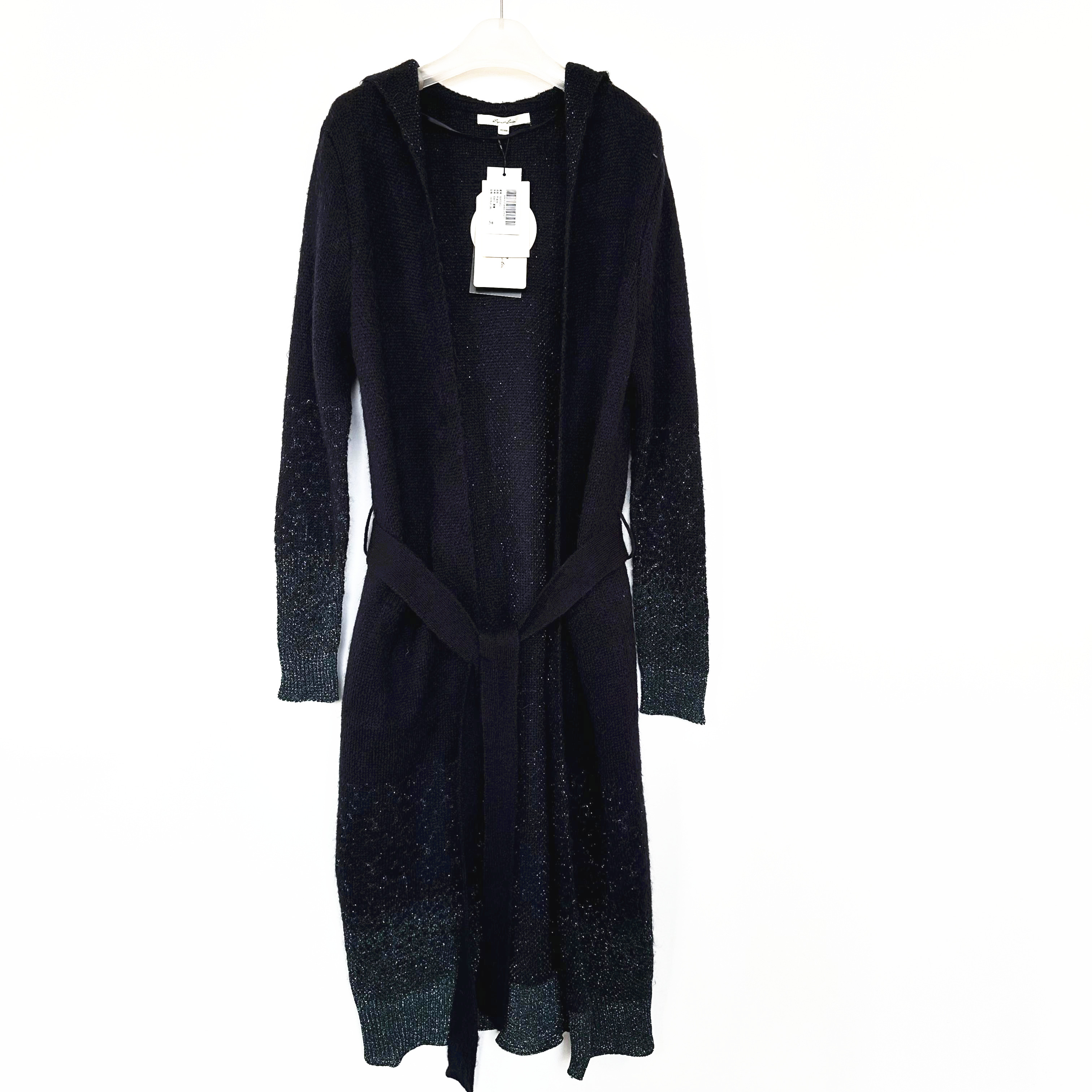 拉系列专柜正品休闲个性连帽长款绑带针织开衫春秋外套女60600203