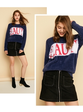 cache专柜正品休闲圆领宽松仿貂绒不扎人冬春针织厚毛衣女8525003