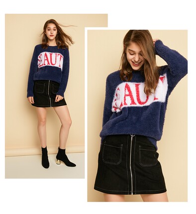 cache专柜正品休闲圆领宽松仿貂绒不扎人冬春针织厚毛衣女8525003