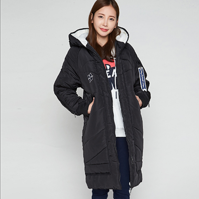 包邮艾格伊品正品休闲秋冬连帽长款加厚夹棉棉衣棉服女 8A0332048
