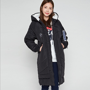 加厚夹棉棉衣棉服女 休闲秋冬连帽长款 艾格伊品正品 8A0332048 包邮