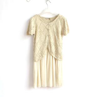 艾格伊品正品B-4-2-1-2女装森女两件套针织加背心连衣裙120217082