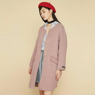 艾格伊品正品双面呢大衣49%羊毛呢外套通勤女秋冬8A0134111送围巾