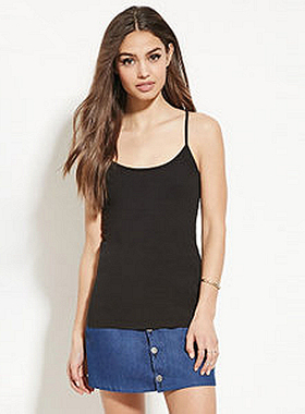 F21专柜正品百搭纯色95%棉质打底春秋夏背心吊带女185695